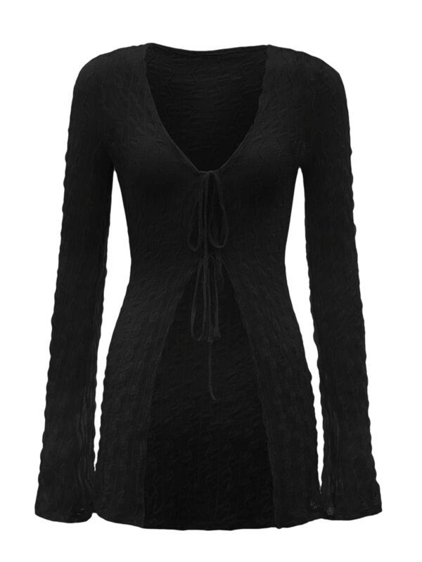 shein icon لباس علوي أكمام جرس ربطة امامية محكم شفاف shein icon لباس علوي أكمام جرس ربطة امامية محكم شفاف