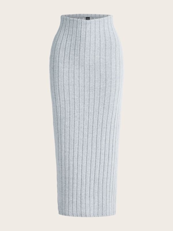 shein ezwear تنورة مرتفعة الخصر محبوكة مع تصميم ريب للصيف 7