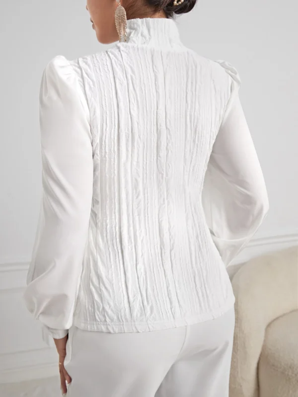 shein privé لباس علوي وقوف الياقة أكمام فانوس 3