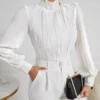 shein privé لباس علوي وقوف الياقة أكمام فانوس 5