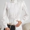 shein privé لباس علوي وقوف الياقة أكمام فانوس 1