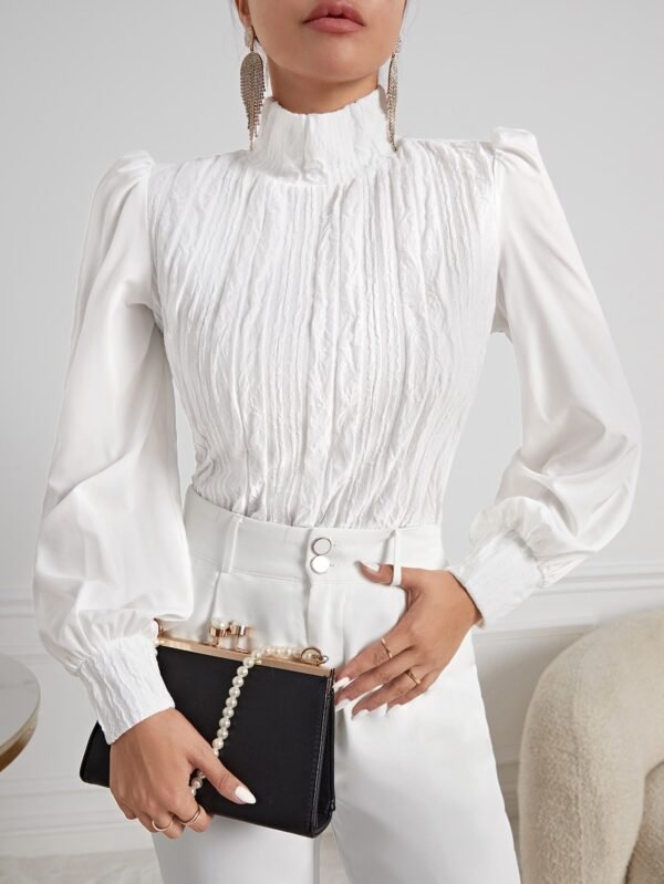 shein privé لباس علوي وقوف الياقة أكمام فانوس 1