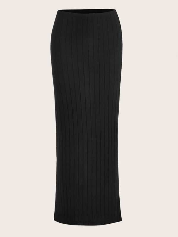 shein ezwear تنورة مرتفعة الخصر محبوكة مع تصميم ريب للصيف shein ezwear تنورة مرتفعة الخصر محبوكة مع تصميم ريب للصيف