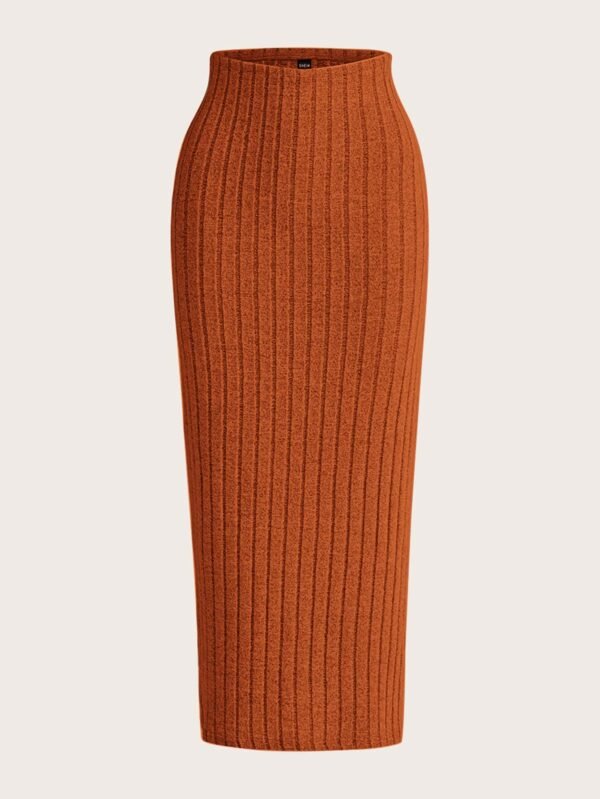 shein ezwear تنورة مرتفعة الخصر محبوكة مع تصميم ريب للصيف 8