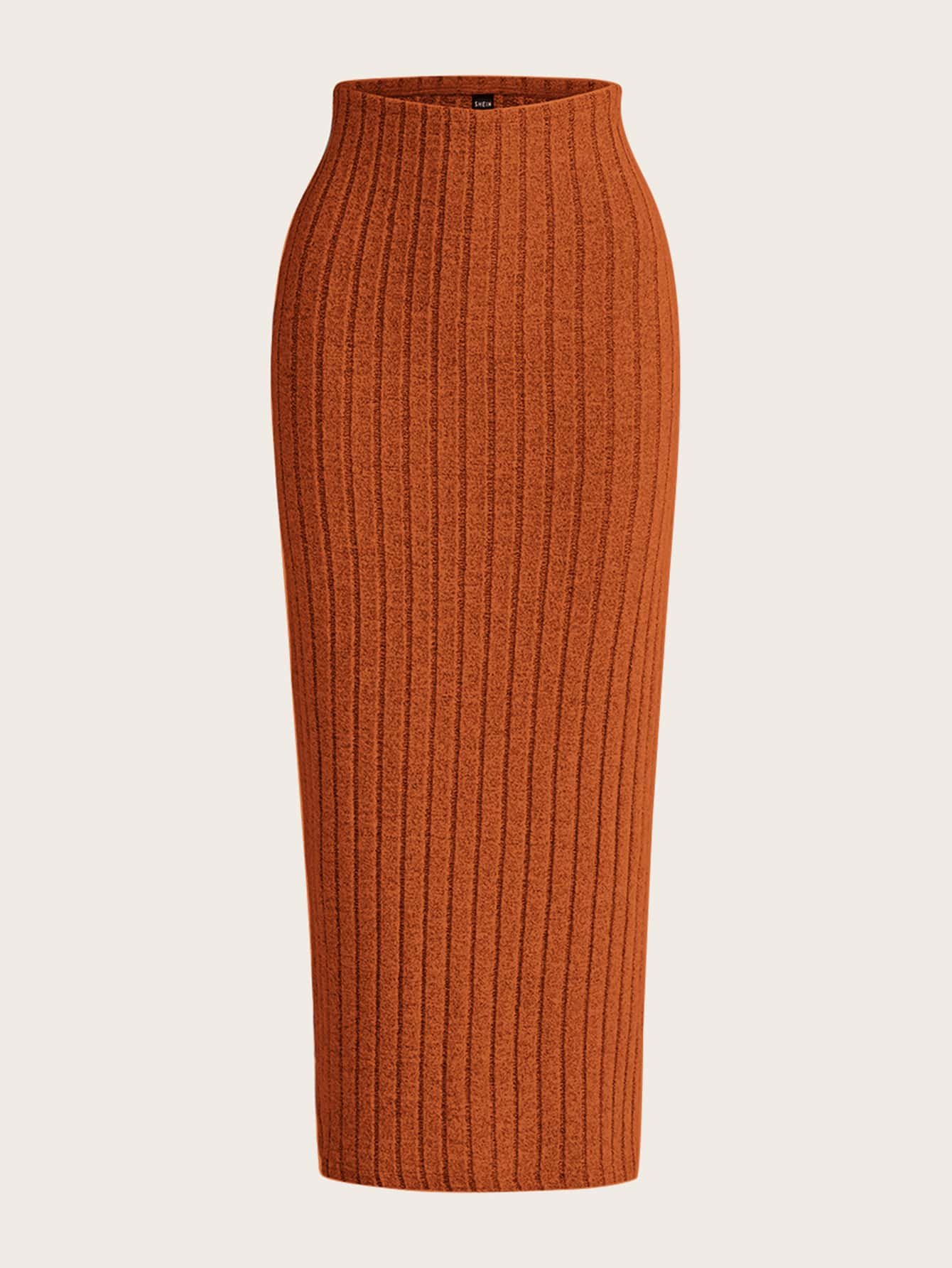 shein ezwear تنورة مرتفعة الخصر محبوكة مع تصميم ريب للصيف 8