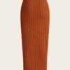 shein ezwear تنورة مرتفعة الخصر محبوكة مع تصميم ريب للصيف 15