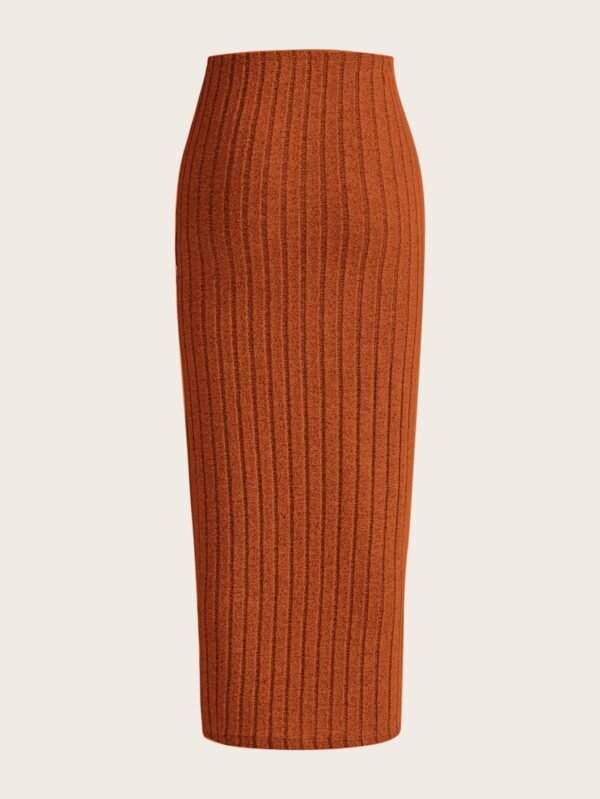 shein ezwear تنورة مرتفعة الخصر محبوكة مع تصميم ريب للصيف 15