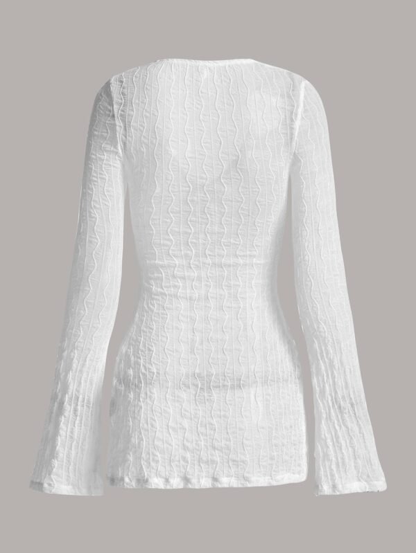 shein icon لباس علوي أكمام جرس ربطة امامية محكم شفاف 4