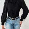 shein privé لباس علوي وقوف الياقة أكمام فانوس shein privé لباس علوي وقوف الياقة أكمام فانوس
