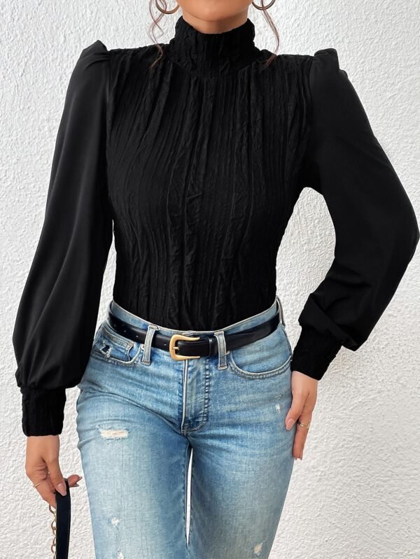 shein privé لباس علوي وقوف الياقة أكمام فانوس shein privé لباس علوي وقوف الياقة أكمام فانوس
