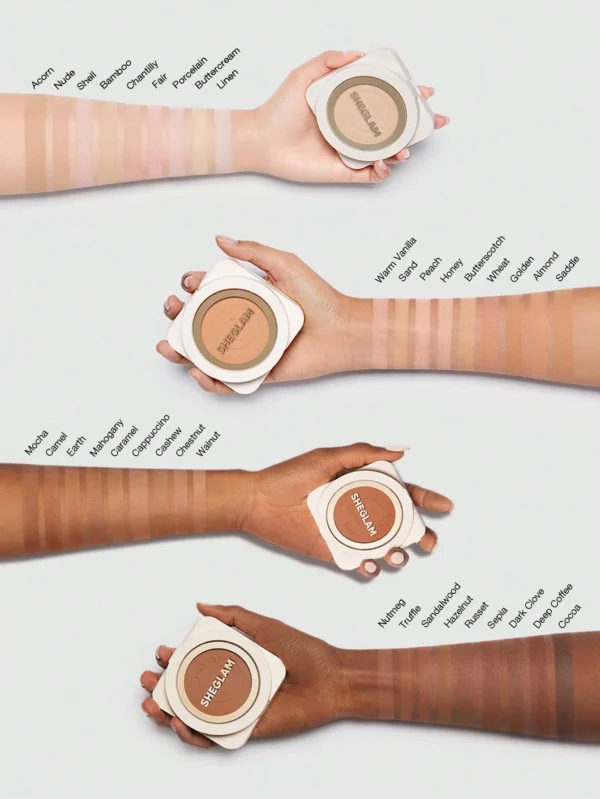 sheglam بودرة أساس skin focus عالية التغطية بورسلين 36 لونًا للتحكم في الزيوت وخالية من العيوب وتغطية كاملة وخفيفة الوزن وبودرة مضغوطة ناعمة غير لامعة وأكثر نعومة ومكياج للوجه تخفيضات هدية عيد الميلاد كريم أساس علامة تجارية جمال مكياج ميكب مستحضرات تجميل 43