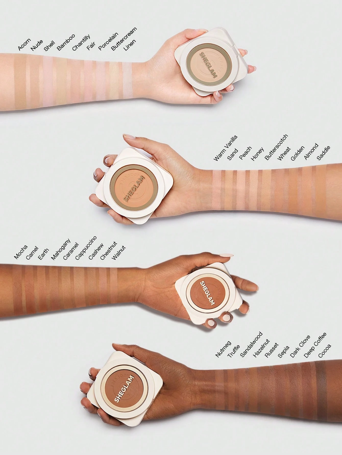 sheglam بودرة أساس skin focus عالية التغطية بورسلين 36 لونًا للتحكم في الزيوت وخالية من العيوب وتغطية كاملة وخفيفة الوزن وبودرة مضغوطة ناعمة غير لامعة وأكثر نعومة ومكياج للوجه تخفيضات هدية عيد الميلاد كريم أساس علامة تجارية جمال مكياج ميكب مستحضرات تجميل 43