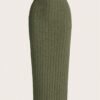shein ezwear تنورة مرتفعة الخصر محبوكة مع تصميم ريب للصيف 3