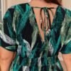shein frenchy فستان بوهيمي صيفي طباعة استوائية مع أكمام خفافيش وربطة خلفية 4