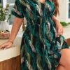 shein frenchy فستان بوهيمي صيفي طباعة استوائية مع أكمام خفافيش وربطة خلفية shein frenchy فستان بوهيمي صيفي طباعة استوائية مع أكمام خفافيش وربطة خلفية