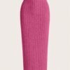 shein ezwear تنورة مرتفعة الخصر محبوكة مع تصميم ريب للصيف 6