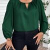 shein clasi بلوزة سيدة بطبعات زهرية أنيقة مقاسات كبيرة بياقة كشكشة وأكمام طويلة 4