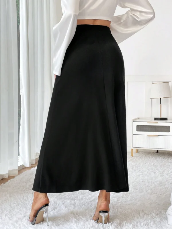 shein essnce تنورة طويلة ذات خصر عالي مطاطي للنساء 2