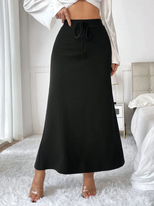 shein essnce تنورة طويلة ذات خصر عالي مطاطي للنساء 4