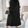 shein essnce تنورة طويلة ذات خصر عالي مطاطي للنساء 5