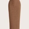 shein ezwear تنورة مرتفعة الخصر محبوكة مع تصميم ريب للصيف 5