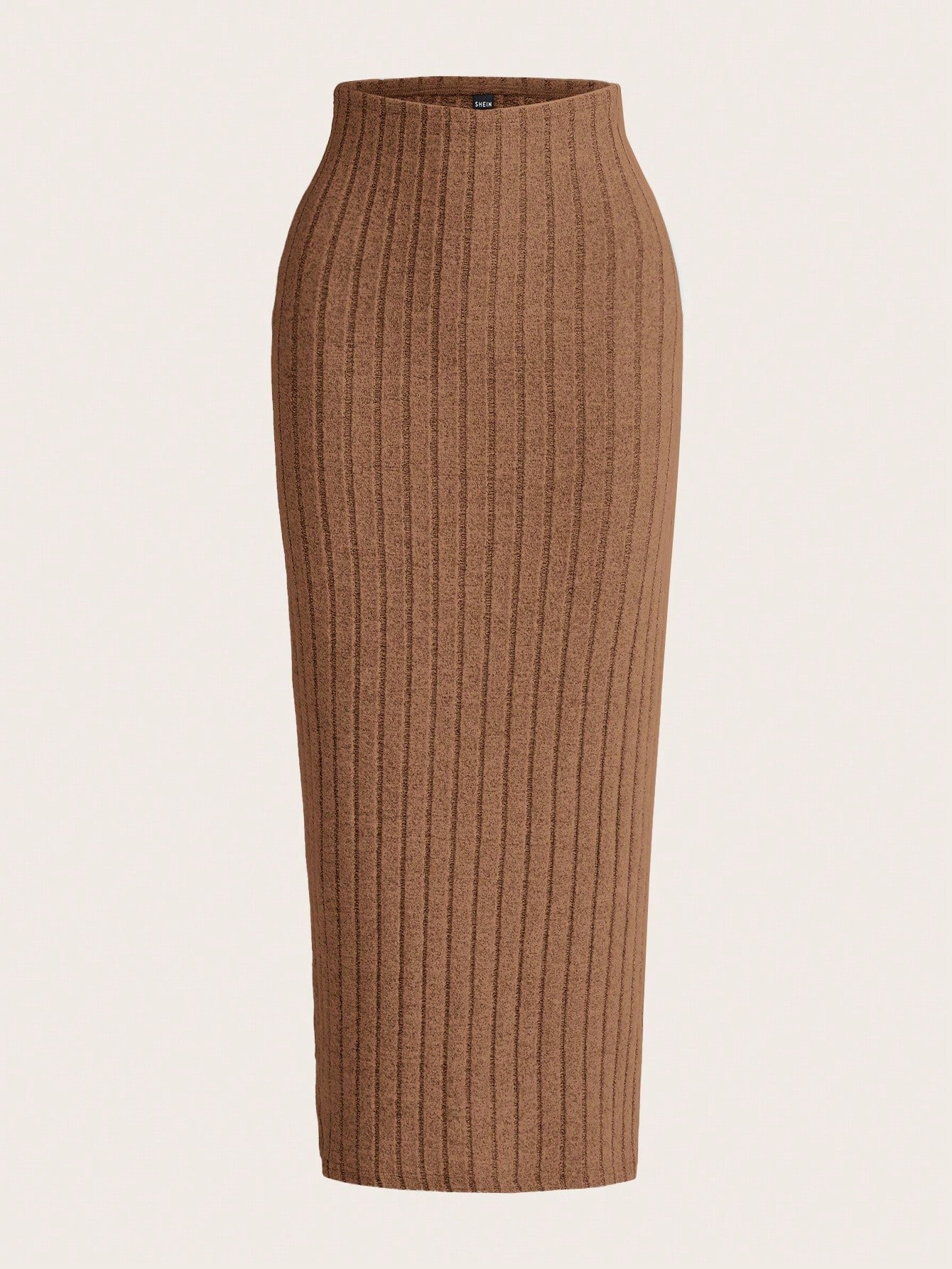 shein ezwear تنورة مرتفعة الخصر محبوكة مع تصميم ريب للصيف 5