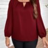 shein clasi بلوزة سيدة بطبعات زهرية أنيقة مقاسات كبيرة بياقة كشكشة وأكمام طويلة 3