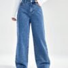 shein ezwear بنطلون جينز بويفريند جيب مائل خصر عالي 3