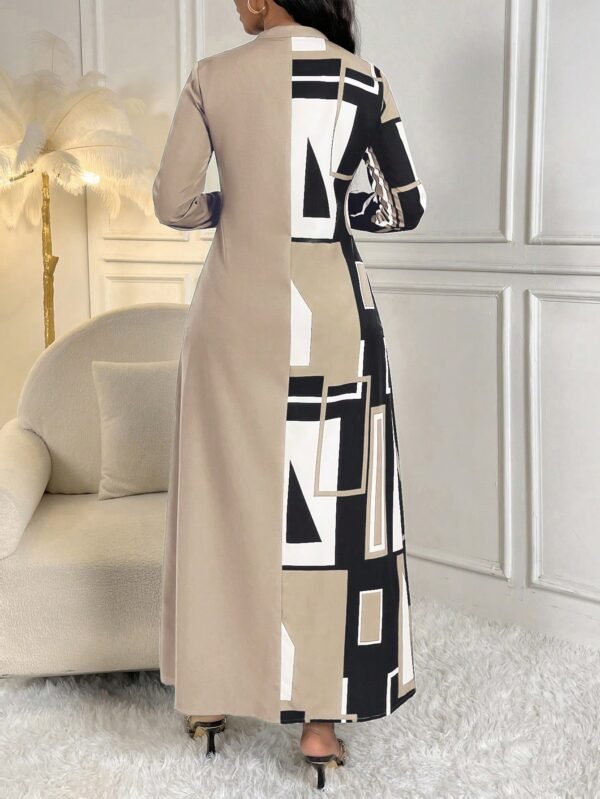 shein lune فستان قميص ماكسي مطبوع بطبعة هندسية للنساء 2