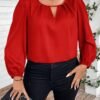 shein clasi بلوزة سيدة بطبعات زهرية أنيقة مقاسات كبيرة بياقة كشكشة وأكمام طويلة 6