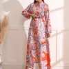 al najma فستان بأزرار أمامية بنمط بيزلي بدون حزام خصر 3