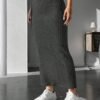shein petite تنورة نسائية متماسكة عالية الخصر بلون خالص 7