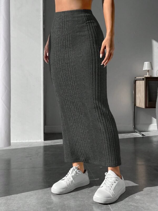 shein petite تنورة نسائية متماسكة عالية الخصر بلون خالص 7
