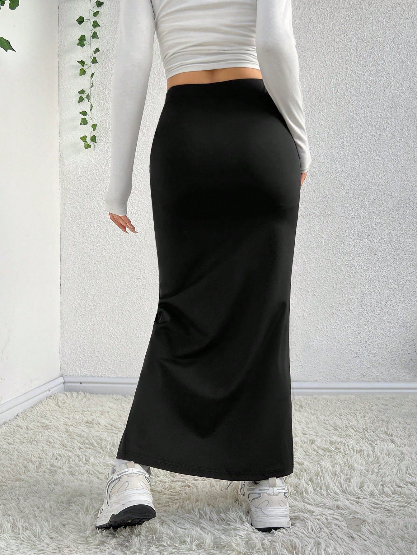 shein ezwear تنورة بتصميم حورية البحر بلون خالص 2