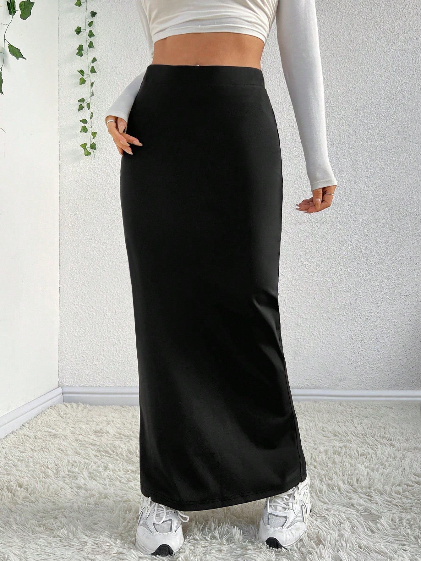 shein ezwear تنورة بتصميم حورية البحر بلون خالص 3