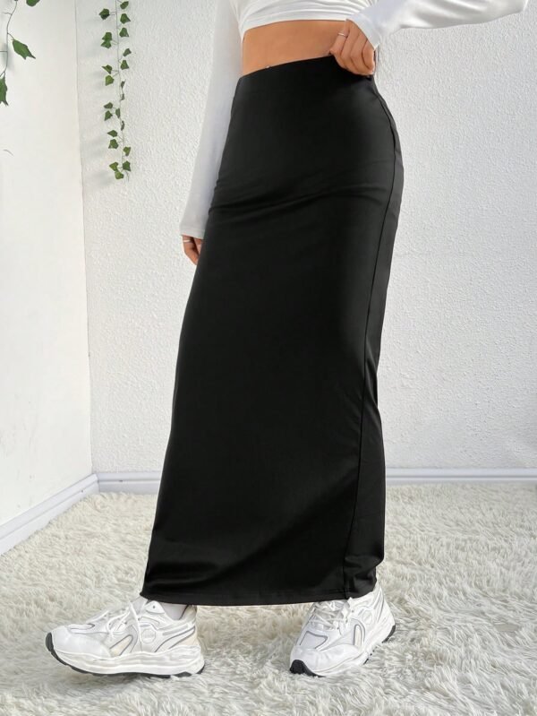 shein ezwear تنورة بتصميم حورية البحر بلون خالص 4