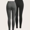 shein ezwear 2 قطعة سروال ضيق بخصر مطاطي بلون أحادي 5