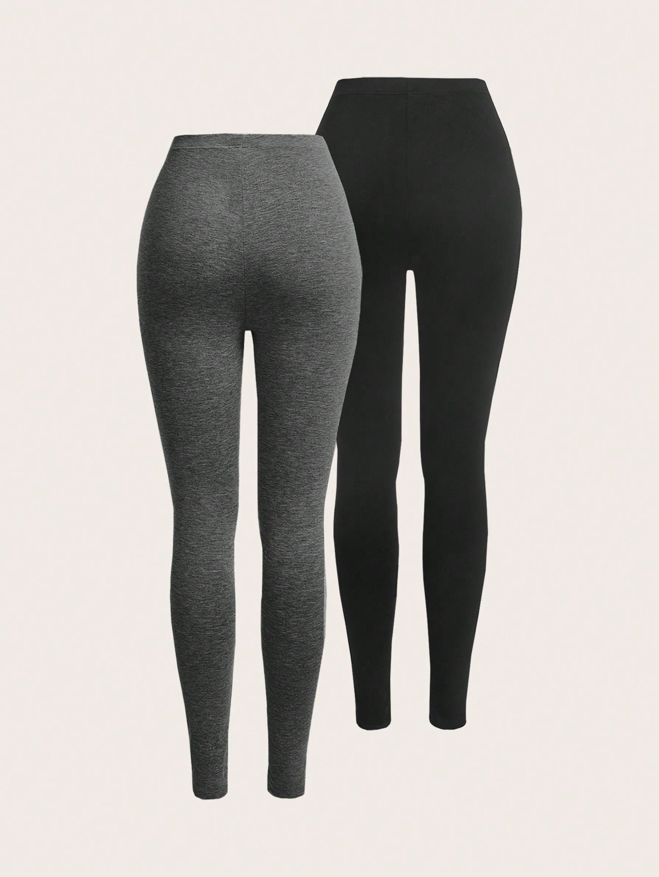 shein ezwear 2 قطعة سروال ضيق بخصر مطاطي بلون أحادي 5