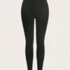 shein ezwear 2 قطعة سروال ضيق بخصر مطاطي بلون أحادي 6