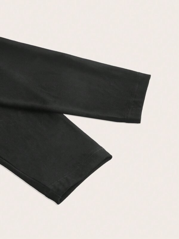 shein ezwear 2 قطعة سروال ضيق بخصر مطاطي بلون أحادي 8