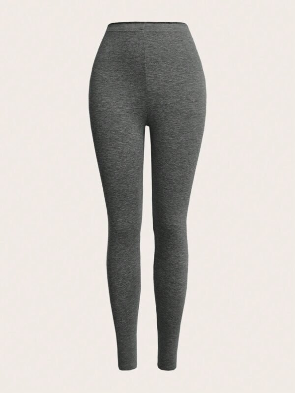 shein ezwear 2 قطعة سروال ضيق بخصر مطاطي بلون أحادي 9