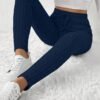 shein frenchy سروال ضيق مضلع مرن بخصر مربوط 8