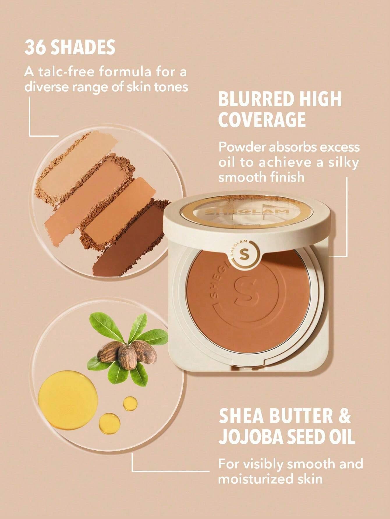 sheglam بودرة أساس skin focus عالية التغطية بورسلين 36 لونًا للتحكم في الزيوت وخالية من العيوب وتغطية كاملة وخفيفة الوزن وبودرة مضغوطة ناعمة غير لامعة وأكثر نعومة ومكياج للوجه تخفيضات هدية عيد الميلاد كريم أساس علامة تجارية جمال مكياج ميكب مستحضرات تجميل 38