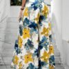 shein holidaya سراويل نسائية بقصة ذات ساق واسعة مطبوعة بزهور، ملابس رمضان 2
