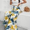 shein holidaya سراويل نسائية بقصة ذات ساق واسعة مطبوعة بزهور، ملابس رمضان 5