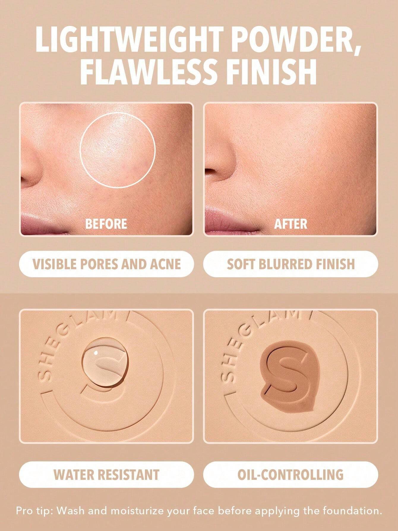 sheglam بودرة أساس skin focus عالية التغطية بورسلين 36 لونًا للتحكم في الزيوت وخالية من العيوب وتغطية كاملة وخفيفة الوزن وبودرة مضغوطة ناعمة غير لامعة وأكثر نعومة ومكياج للوجه تخفيضات هدية عيد الميلاد كريم أساس علامة تجارية جمال مكياج ميكب مستحضرات تجميل 39