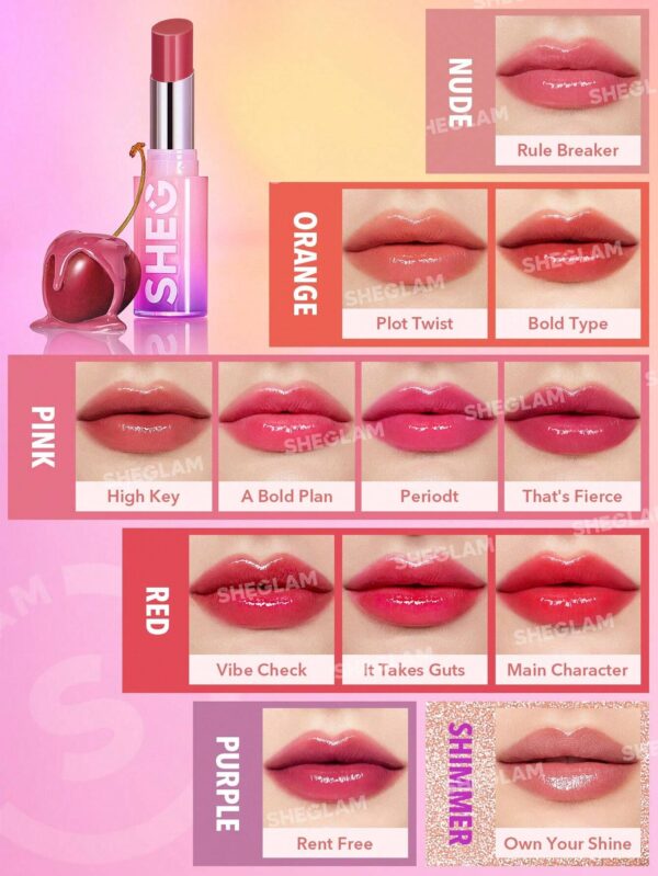 sheglam أحمر شفاه لامع عالي اللمعان من mirror kiss 12 لونًا من أحمر الشفاه اللامع اللامع المرطب يقلل من الخطوط الدقيقة على الشفاه بلسم الشفاه مكياج الشفاه روج تنت علامة تجارية جمال مكياج ميكب مستحضرات تجميل للنساء الفتيات مثالي لفصل الصيف الربيع مثالي ل 20