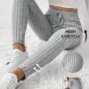 shein frenchy سروال ضيق مضلع مرن بخصر مربوط 15
