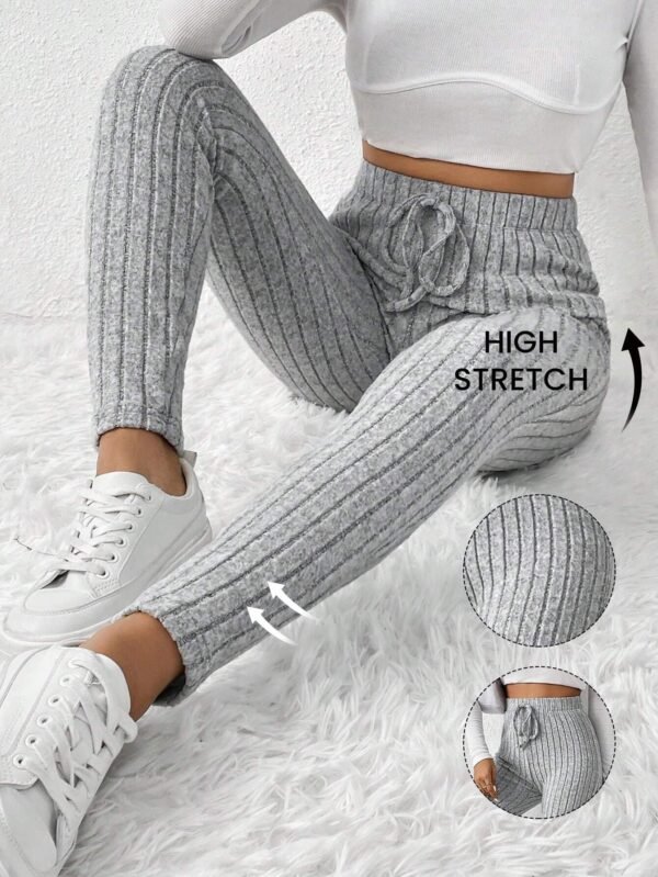 shein frenchy سروال ضيق مضلع مرن بخصر مربوط 15