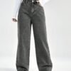 shein ezwear بنطلون جينز بويفريند جيب مائل خصر عالي 2